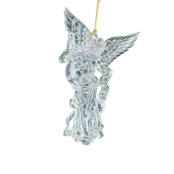Vintage Angel Ornament Acrylic Spun Glass Look Christmas Tree Holiday Decor - Picture 2 of 4